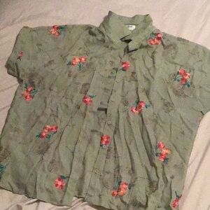 Embroidered button up shirt